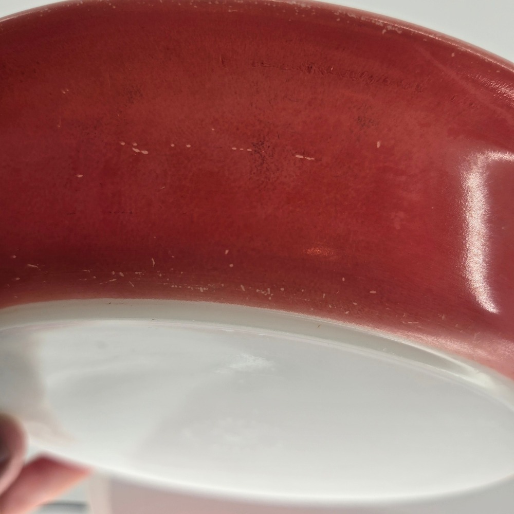 Vintage Pyrex Flamingo Pink Pie Plate 10" Round Milk Glass MCM - Picture 8 of 9